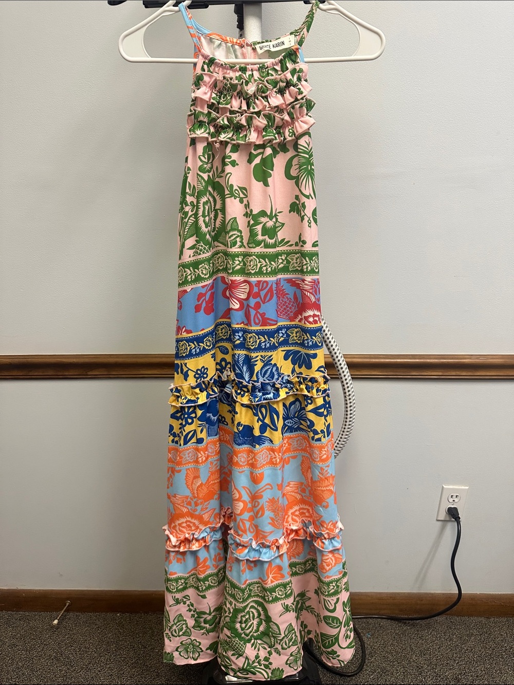 Grace Karin Pink and Green Floral Sundress